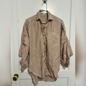 Anne Pinkerton Career Oversized Pink batwing button down shirt Japan Size XL